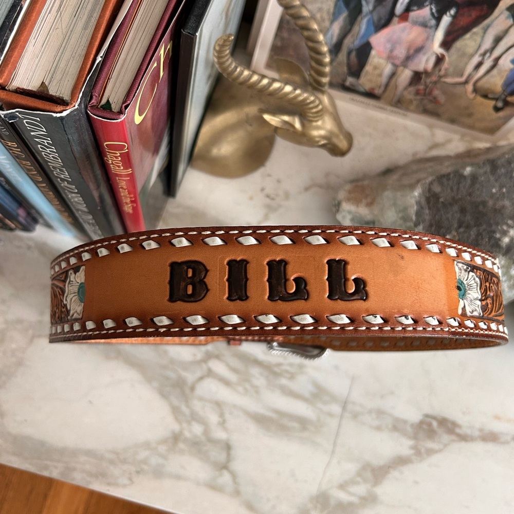 Tony Lama Tan Leather Belt with personalization